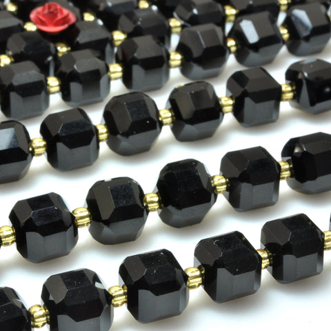 Black Onyx faceted cube loose beads wholesale gemstones semi precious stone for jewelry DIY making bracelet necklace