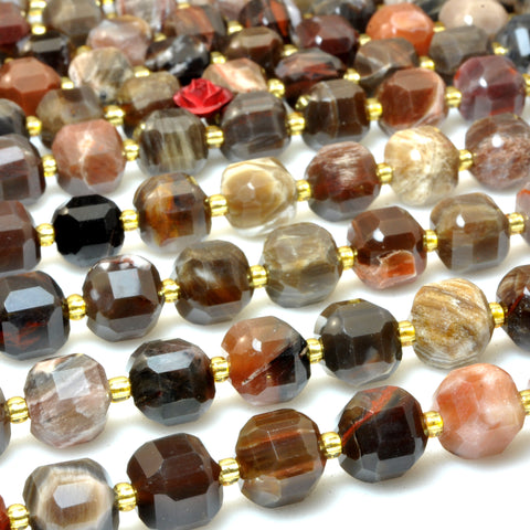 Natural petrified wood jasper faceted cube loose beads wholesale gemstone semi precious stone bracelet diy jewelry making
