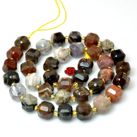 Natural petrified wood jasper faceted cube loose beads wholesale gemstone semi precious stone bracelet diy jewelry making