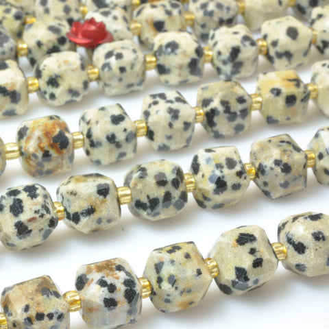 Natural Dalmatian jasper faceted cube beads loose gemstone semi precious stones for bracelet necklace jewelry DIY making
