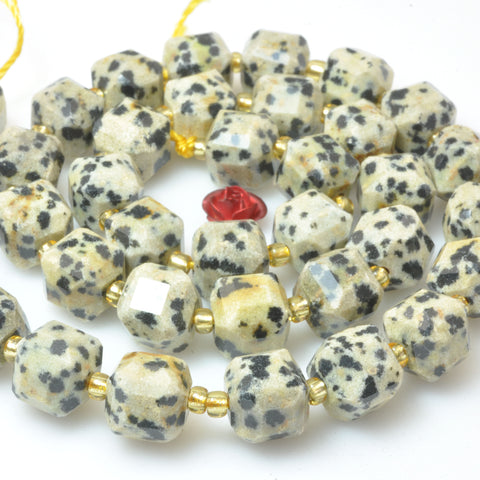Natural Dalmatian jasper faceted cube beads loose gemstone semi precious stones for bracelet necklace jewelry DIY making