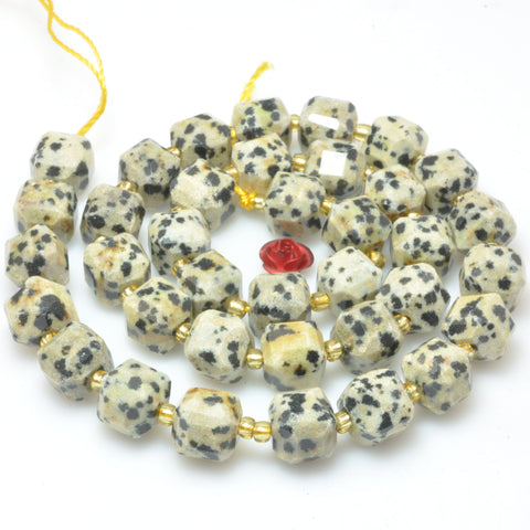 Natural Dalmatian jasper faceted cube beads loose gemstone semi precious stones for bracelet necklace jewelry DIY making