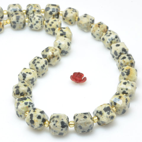 Natural Dalmatian jasper faceted cube beads loose gemstone semi precious stones for bracelet necklace jewelry DIY making