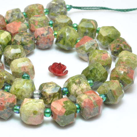 Natural Unakite faceted cube beads wholesale gemstone loose green stone for jewelry DIY making bracelet necklace