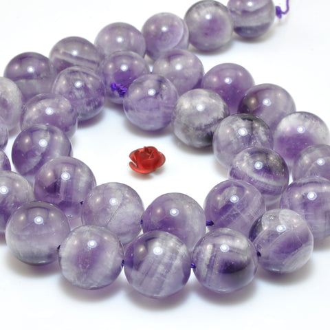 Natural Dog Tooth Amethyst smooth round beads loose purple crystal stones wholesale gemstones for jewelry DIY making bracelet necklace