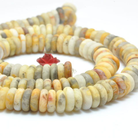 Natural Crazy Lace Agate matte rondelle spacer beads loose gemstones wholesale yellow semi precious stone for jewelry DIY making bracelet necklace