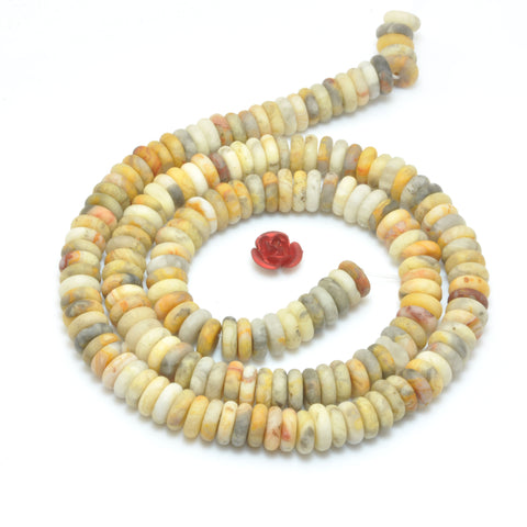 Natural Crazy Lace Agate matte rondelle spacer beads loose gemstones wholesale yellow semi precious stone for jewelry DIY making bracelet necklace
