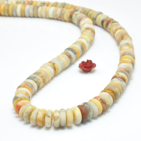Natural Crazy Lace Agate matte rondelle spacer beads loose gemstones wholesale yellow semi precious stone for jewelry DIY making bracelet necklace