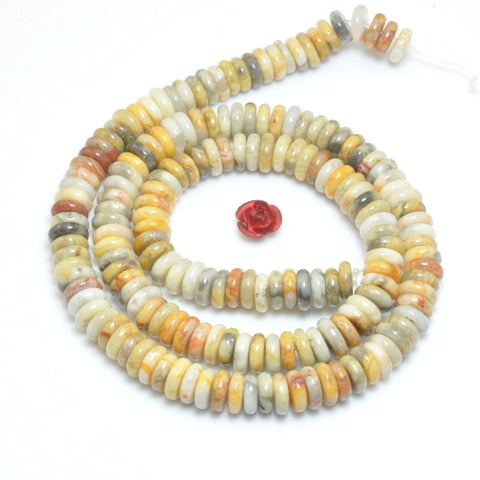 Natural Crazy Lace Agate smooth rondelle spacer beads loose gemstones yellow semi precious stone for jewelry diy making bracelet necklace