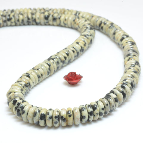 Natural Dalmatian jasper smooth rondelle spacer beads loose gemstones semi precious stone for bracelet necklace jewelry DIY making