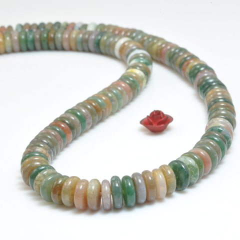 Natural Indian agate smooth rondelle spacer beads loose gemstones wholesale semi precious stone for jewelry DIY making bracelet necklace