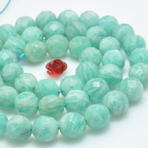 Natural Amazonite faceted round beads wholesale loose gemstone semi precious stones for jewelry making diy bracelet necklace supplies