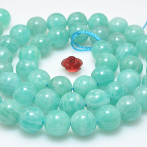 Natural Amazonite smooth round beads wholesale loose gemstone semi precious stones for bracelet necklace jewelry DIY making