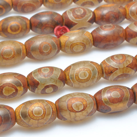Tibetan Agate Dzi three-eyes smooth rice beads wholesale gemstone for jewerly making DIY bracelets necklaces