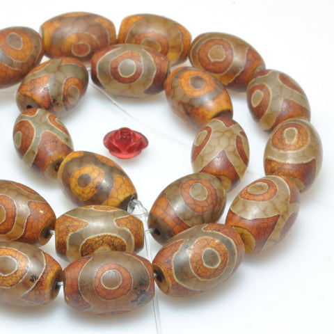 Tibetan Agate Dzi three-eyes smooth rice beads wholesale gemstone for jewerly making DIY bracelets necklaces