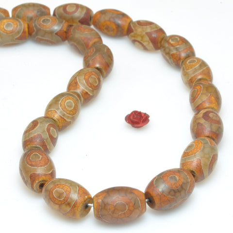 Tibetan Agate Dzi three-eyes smooth rice beads wholesale gemstone for jewerly making DIY bracelets necklaces