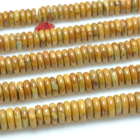 Natural Wood Grain Jasper smooth rondelle spacer loose beads wholesale gemstones semi precious stone for jewelry making DIY bracelets necklaces