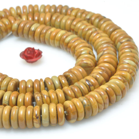 Natural Wood Grain Jasper smooth rondelle spacer loose beads wholesale gemstones semi precious stone for jewelry making DIY bracelets necklaces