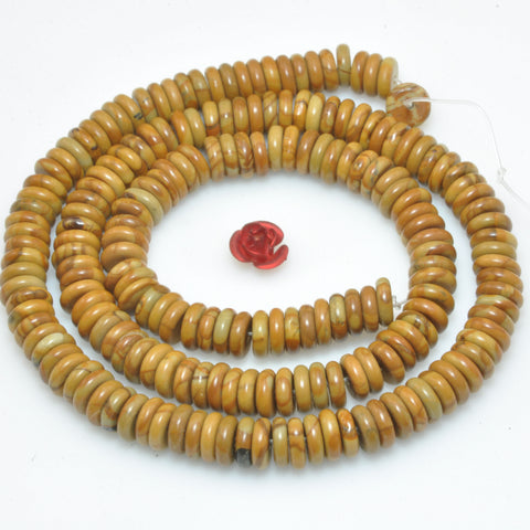Natural Wood Grain Jasper smooth rondelle spacer loose beads wholesale gemstones semi precious stone for jewelry making DIY bracelets necklaces