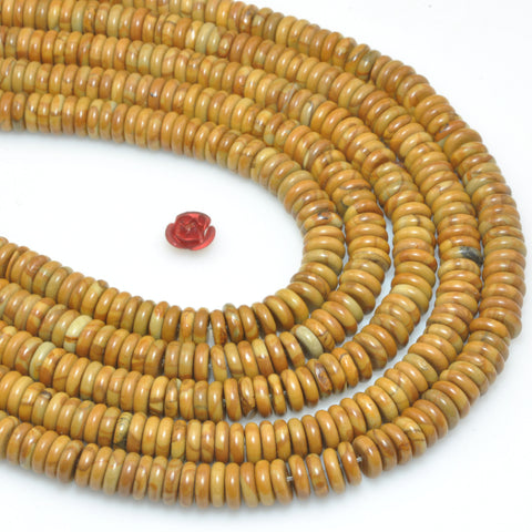 Natural Wood Grain Jasper smooth rondelle spacer loose beads wholesale gemstones semi precious stone for jewelry making DIY bracelets necklaces