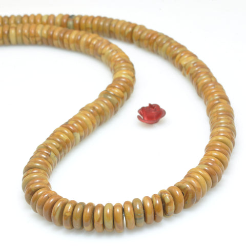 Natural Wood Grain Jasper smooth rondelle spacer loose beads wholesale gemstones semi precious stone for jewelry making DIY bracelets necklaces