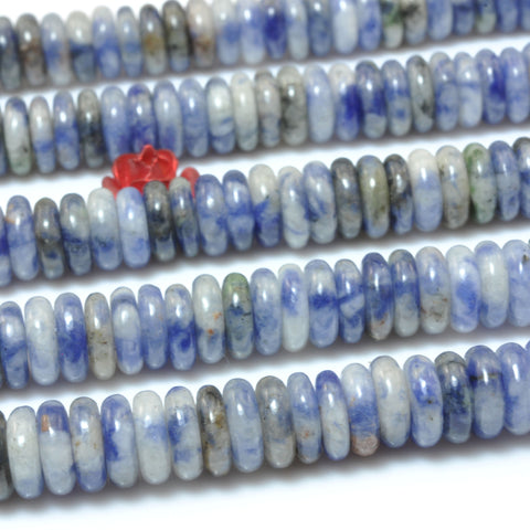 Natural blue white sodalite stone smooth rondelle spacer beads loose gemstone wholesale jewelry making DIY bracelet necklace