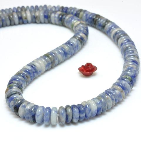 Natural blue white sodalite stone smooth rondelle spacer beads loose gemstone wholesale jewelry making DIY bracelet necklace
