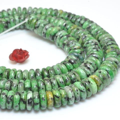Natural Epidote Zoisite stone smooth rondelle spacer beads loose gemstone wholesale semi precious stone for jewelry making DIY bracelet necklace