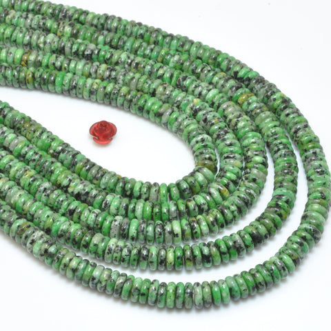 Natural Epidote Zoisite stone smooth rondelle spacer beads loose gemstone wholesale semi precious stone for jewelry making DIY bracelet necklace