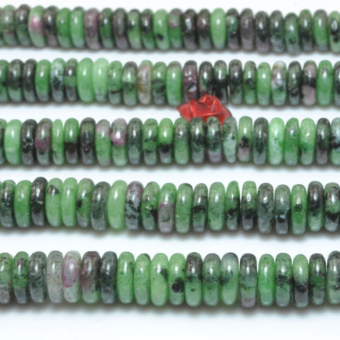Natural Epidote Ruby Zoisite stone smooth rondelle spacer beads loose green gemstone for jewelry making DIY bracelet necklace