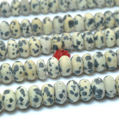 Natural Dalmatian jasper matte rondelle beads loose gemstone semi precious stones for jewelry making DIY bracelet necklace