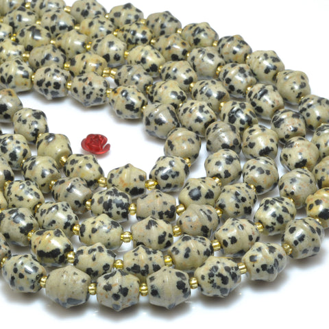 Natural Dalmatian jasper smooth drum beads loose gemstone semi precious stones for jewelry making DIY bracelet necklace