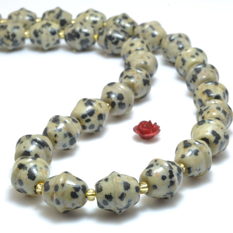 Natural Dalmatian jasper smooth drum beads loose gemstone semi precious stones for jewelry making DIY bracelet necklace