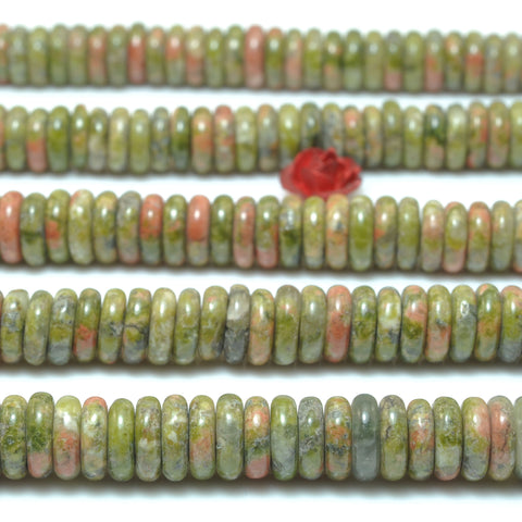 Natural Unakite Stone smooth rondelle spacer loose beads wholesale gemstone for jewelry making bracelets necklaces DIY