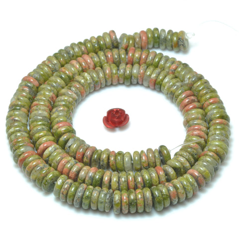 Natural Unakite Stone smooth rondelle spacer loose beads wholesale gemstone for jewelry making bracelets necklaces DIY
