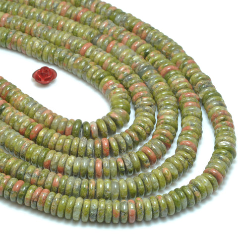 Natural Unakite Stone smooth rondelle spacer loose beads wholesale gemstone for jewelry making bracelets necklaces DIY