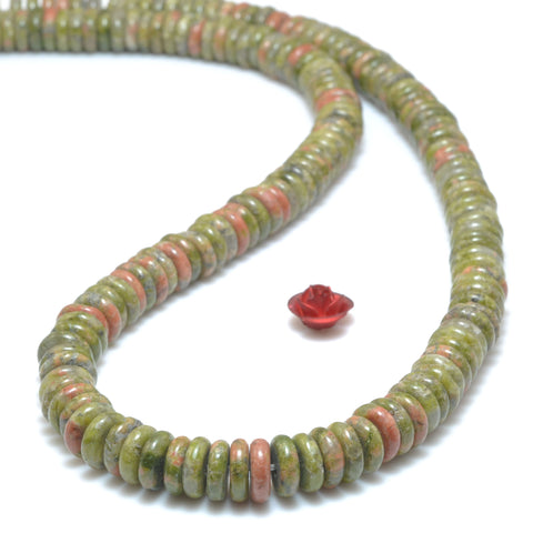 Natural Unakite Stone smooth rondelle spacer loose beads wholesale gemstone for jewelry making bracelets necklaces DIY