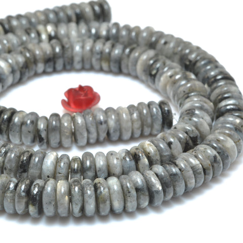 Natural Black Labradorite smooth rondelle spacer beads larvikite stone wholesale gemstone for jewelry making bracelet necklace