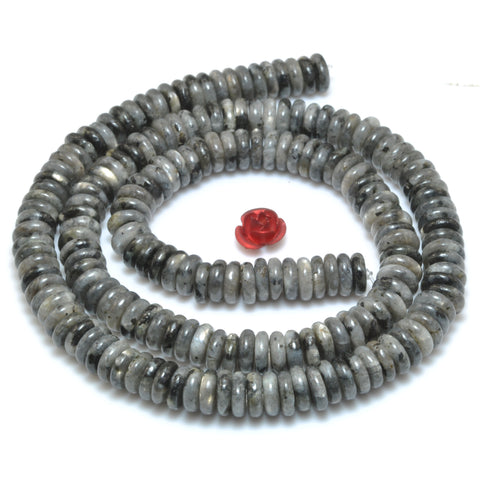 Natural Black Labradorite smooth rondelle spacer beads larvikite stone wholesale gemstone for jewelry making bracelet necklace