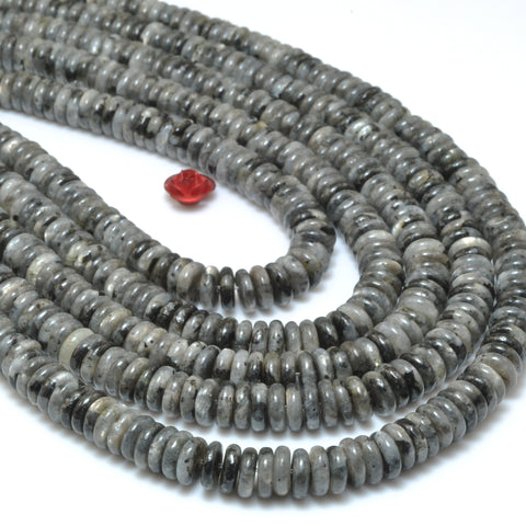 Natural Black Labradorite smooth rondelle spacer beads larvikite stone wholesale gemstone for jewelry making bracelet necklace