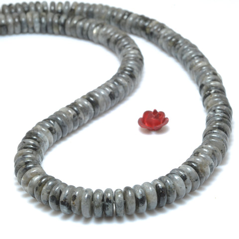 Natural Black Labradorite smooth rondelle spacer beads larvikite stone wholesale gemstone for jewelry making bracelet necklace