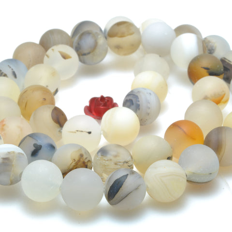 Natural Dendritic Agate matte round loose beads wholesale gemstones for jewelry making bracelet necklace suppies