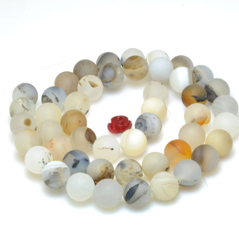 Natural Dendritic Agate matte round loose beads wholesale gemstones for jewelry making bracelet necklace suppies