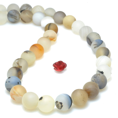 Natural Dendritic Agate matte round loose beads wholesale gemstones for jewelry making bracelet necklace suppies