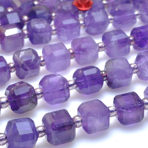 Natural Amethyst faceted cube loose beads purple crystal stone wholesale gemstones for jewelry making DIY bracelet necklace supplies