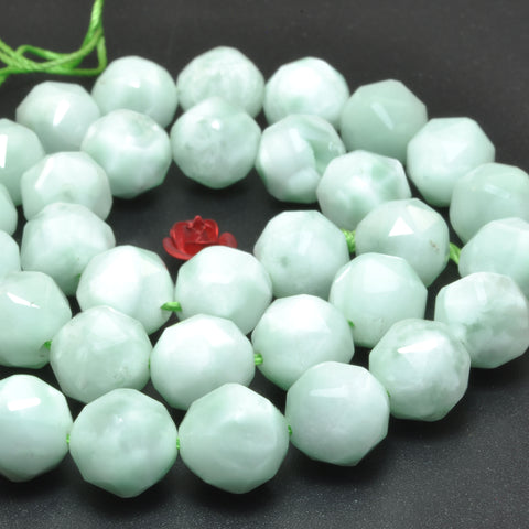 Natural Green Angelite Diamond Cut facaeted round loose beads wholesale gemstone for jewelry making bracelet necklace