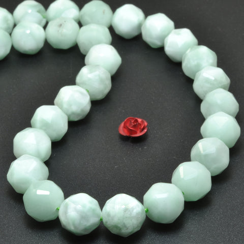 Natural Green Angelite Diamond Cut facaeted round loose beads wholesale gemstone for jewelry making bracelet necklace