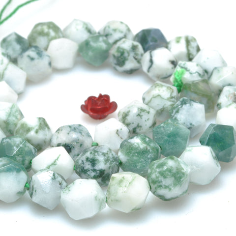 A Grade-Natural Green Tree Agate star cut faceted nugget beads wholesale gemstones for jewelry making bracelet necklace