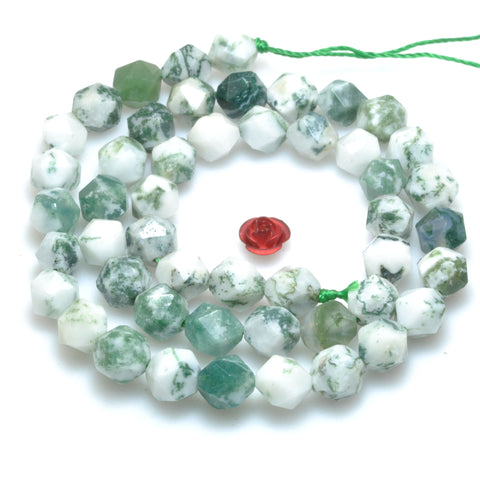 A Grade-Natural Green Tree Agate star cut faceted nugget beads wholesale gemstones for jewelry making bracelet necklace