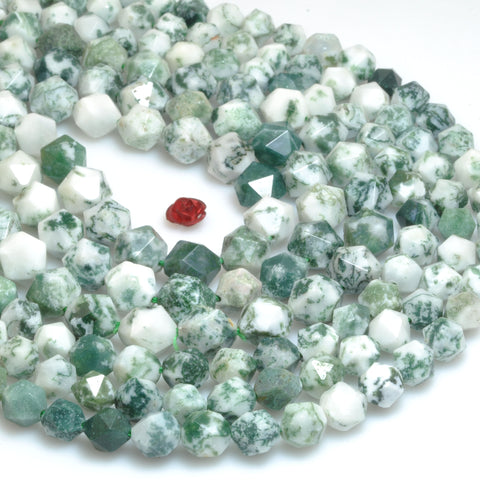 A Grade-Natural Green Tree Agate star cut faceted nugget beads wholesale gemstones for jewelry making bracelet necklace